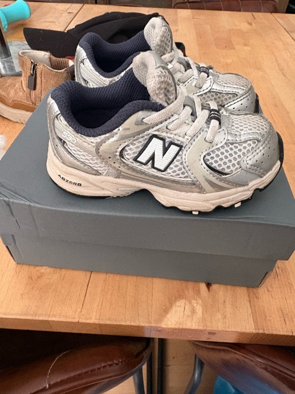 New Balance Kids Silver and Navy 530 Sneakers